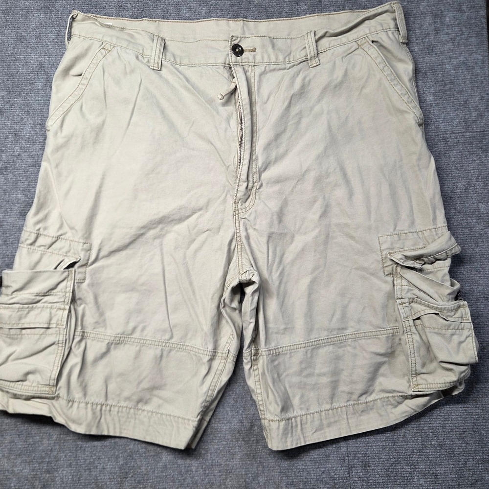Levis Mens Tan Khaki Cotton Cargo Shorts Size 42 Multi Pocket Casual Y2K